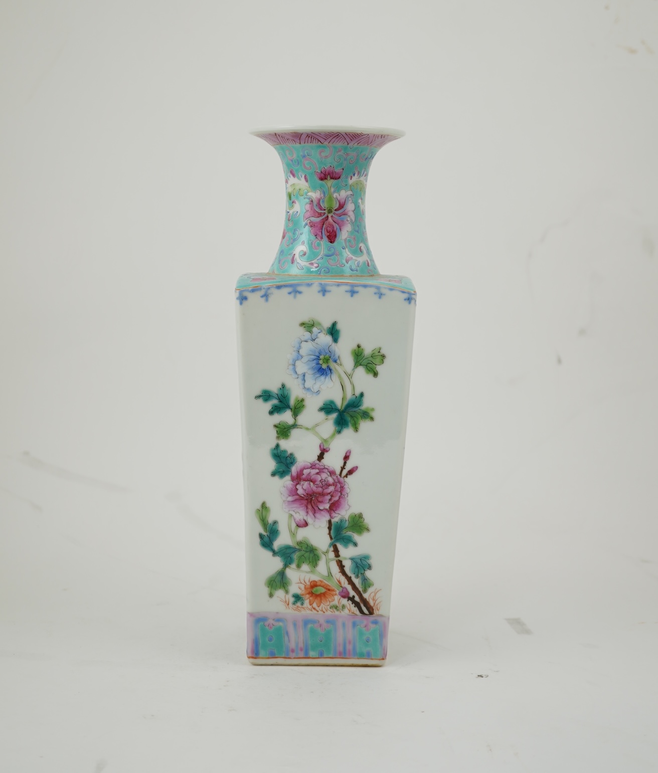 A Chinese famille rose square section vase, second half 19th century